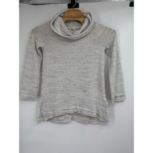 Maeve Anthropologie Risa Hacci Cowl Neck Tunic Sweater White Grey Sz‎ S